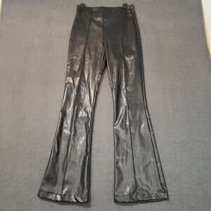 Princess Polly Pants Womens Size 2 High Rise Black Faux Leather Flare Leg